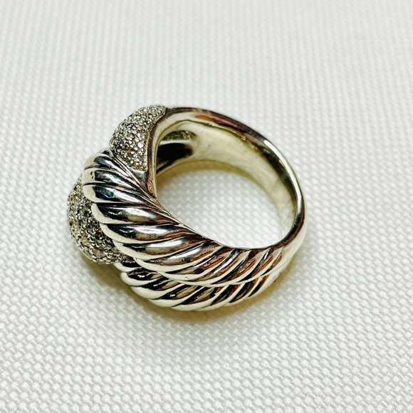 DAVID YURMAN DIAMOND STERLING SILVER INFINITY LOVE KNOT RING Sz 7 - Picture 4 of 8